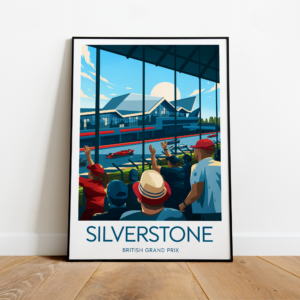 Silverstone poster, F1 Silverstone artwork, F1 Silverstone circuit, British Grand Prix, British Grand Prix print, Black frame Sports Car Racing Art by ToucanArtwork