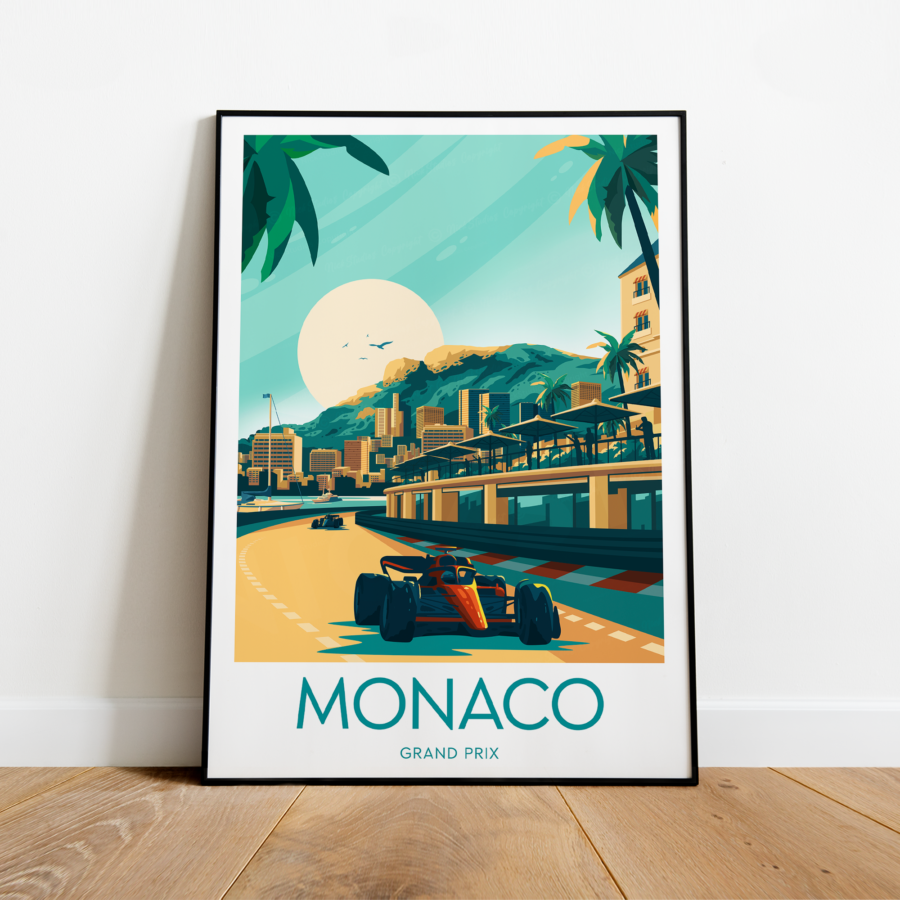 Monaco poster, Monaco artwork, Circuit de Monaco , Grand Prix, F1 collection, Black frame from the Race Track Wall Art store collection.