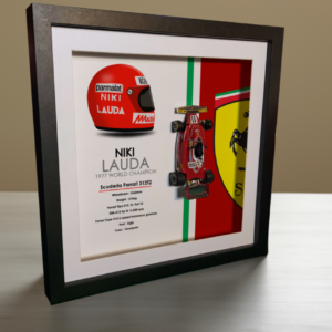 Niki Lauda Ferrari 312T2 1977 Helmet Artwork Box Frame 1/43 Diecast Car from the F1 Helmets store collection.