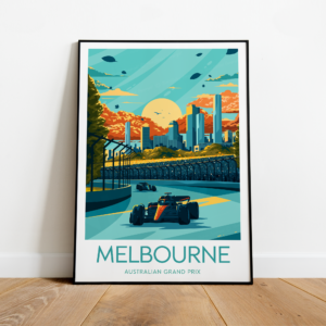 Melbourne poster, Australian Grand Prix artwork, Albert Park Circuit, Grand Prix, F1 print collection, Black frame Race Car Wall Art by ToucanArtwork