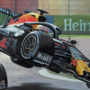 Hamilton & Verstappen F1 Crash - Limited Edition Framed Giclee Print 70x50cm COA Lewis Hamilton by Mizuna Art