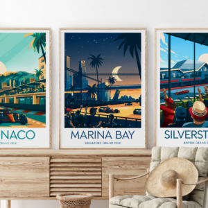 Marina Bay poster, F1 Singapore Grand Prix artwork, Marina Bay Street Circuit, Singapore Grand Prix, Fan art, Black frame Race Car Wall Art by ToucanArtwork