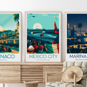 Mexico City poster, F1 Grand Prix artwork, Autodromo Hermanos Rodriguez, Mexico Grand Prix, Fan art, Black frame Race Track Wall Art by ToucanArtwork