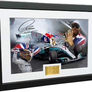 A4 Signed Lewis Hamilton - 4 Times World Champion Celebration Edition - Mercedes-Amg Petronas - Autographed Photo Photograph Picture Frame Motor Sport Formula 1 F1 Gift, 12x8 from the Sports Car Racing Signed store collection.