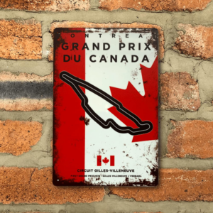 Gilles-Villeneuve Canadian Grand Prix Vintage Metal Sign Canada, F1 Retro Wall Art Decoration Print, Gift for Formula 1 Fans from the Sports Car Racing Metal Signs store collection.