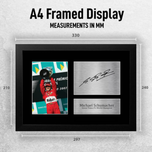 Michael Schumacher Gift Signed FRAMED A4 Printed Autograph F1 Formula One Gifts Photo Display from the Sports Car Racing Signed store collection.