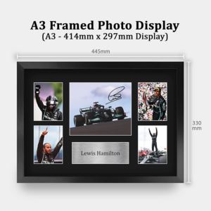 A3 Lewis Hamilton Gifts Printed Signed Autograph Presentation Display for F1 Formula 1 Racing Fans - A3 Framed from the Sports Car Racing Signed store collection.