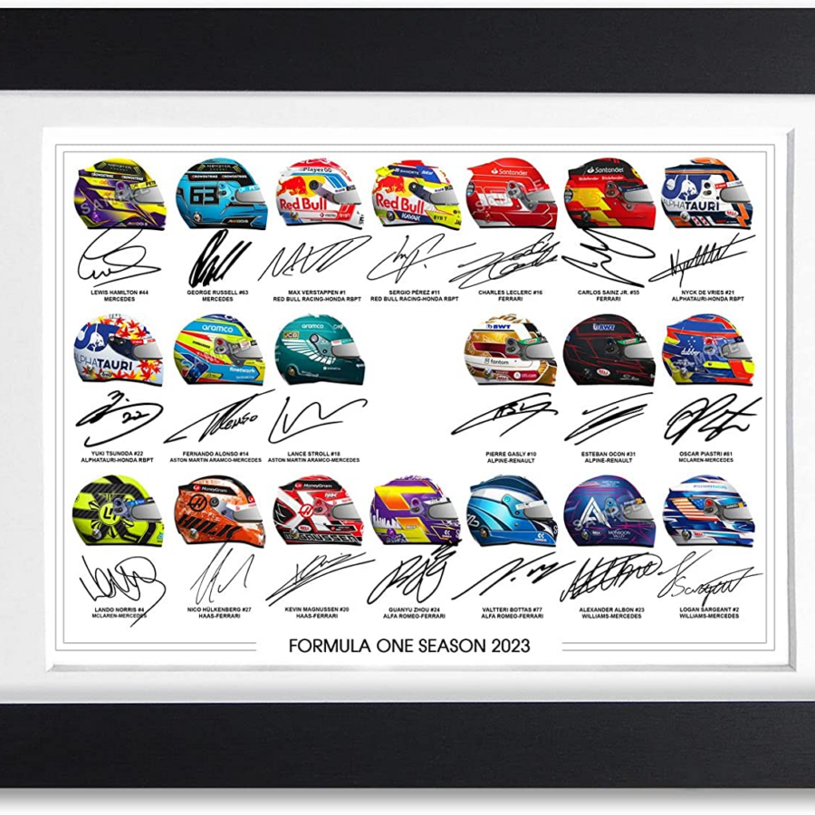 Formula One F1 Drivers 2022 Season Signed Poster Print Framed Picture Photo Autograph Gift Helmets (BLACK FRAMED and MOUNTED) Living Room from the Sports Car Racing Posters & Prints store collection.