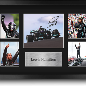 A3 Lewis Hamilton Gifts Printed Signed Autograph Presentation Display for F1 Formula 1 Racing Fans - A3 Framed from the Sports Car Racing Signed store collection.