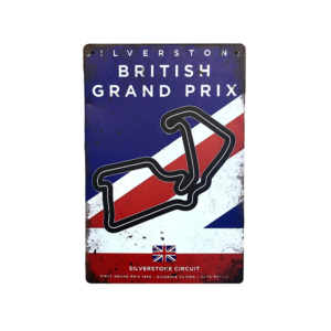 British Grand Prix Vintage Metal Sign, F1 Retro Wall Art Decoration Print, Gift for Formula 1 Fans from the Sports Car Racing Metal Signs store collection.