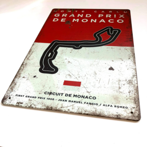 Monaco Grand Prix Circuit Vintage Metal Sign, F1 Retro Wall Art Decoration Print, Gift for Formula One Fans from the Sports Car Racing Posters & Prints store collection.