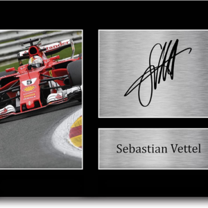 Sebastian Vettel Gift Signed A4 Printed Autograph F1 Formula One Gifts Photo Display from the Sports Car Racing Signed store collection.