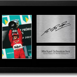 Michael Schumacher Gift Signed FRAMED A4 Printed Autograph F1 Formula One Gifts Photo Display from the Sports Car Racing Signed store collection.