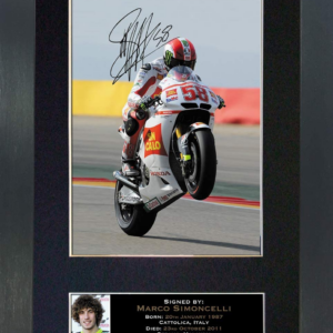 MARCO SIMONCELLI Signed Autograph Mounted Photo Reproduction PRINT A4 Rare (297 X 210Mm) #35 from the Sports Car Racing Signed store collection.