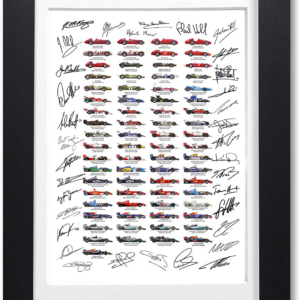 Formula One All World Drivers Champions Drivers 1950-2021 Season Signed Poster Print Framed Picture Photo Autograph Gift F1 Cars from the Sports Car Racing Signed store collection.