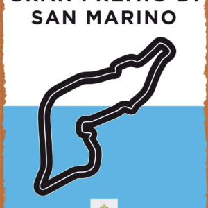 Vintage Look Metal Sign - F1 Racetrack Posters F1 Imola San Marino Track Minimal Metal Poster - 8 X 12 Vintage Look Tin Plate Sports Car Racing Metal Signs by Fanzi