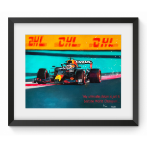 Max Verstappen Winning 2021 Abu Dhabi GP - Giclee Limited Edition Signed Framed Print 100cmx70cm COA from the GPBox store.