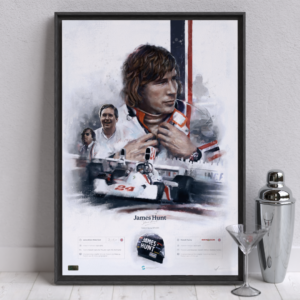 James Hunt, Hesketh Racing 1973-1975 – Artist signed run of 100 from the Sports Car Racing Signed store collection.