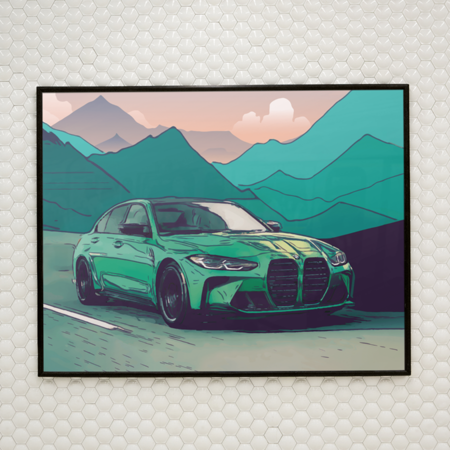 BMW M3 Green Wall Art Print from the Sports Car Racing Posters & Prints store collection.