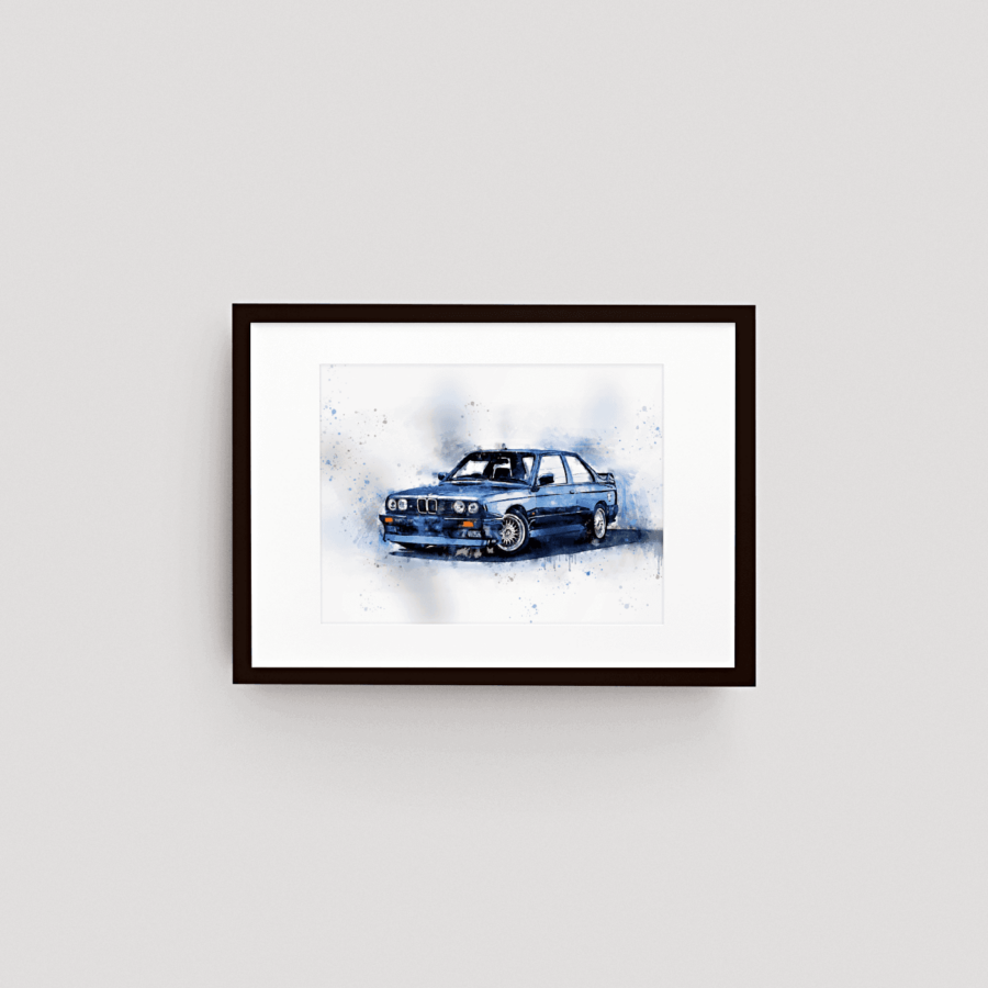 BMW E30 M3 Wall Art Print 3 series wall art. Optional Framed Wall Art from the Sports Car Racing Canvas store collection.